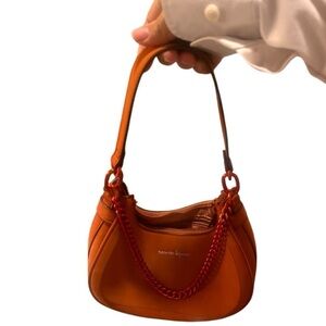 Nanette Lepore rust dusty orange baguette shoulder crescent bag custom dyed